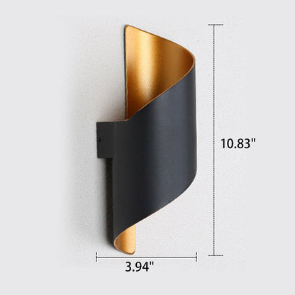 Vance Curved Column Sconce, Black Gold IP65 Waterproof LED Up Down Outdoor Wall Light for Front Door & Porch