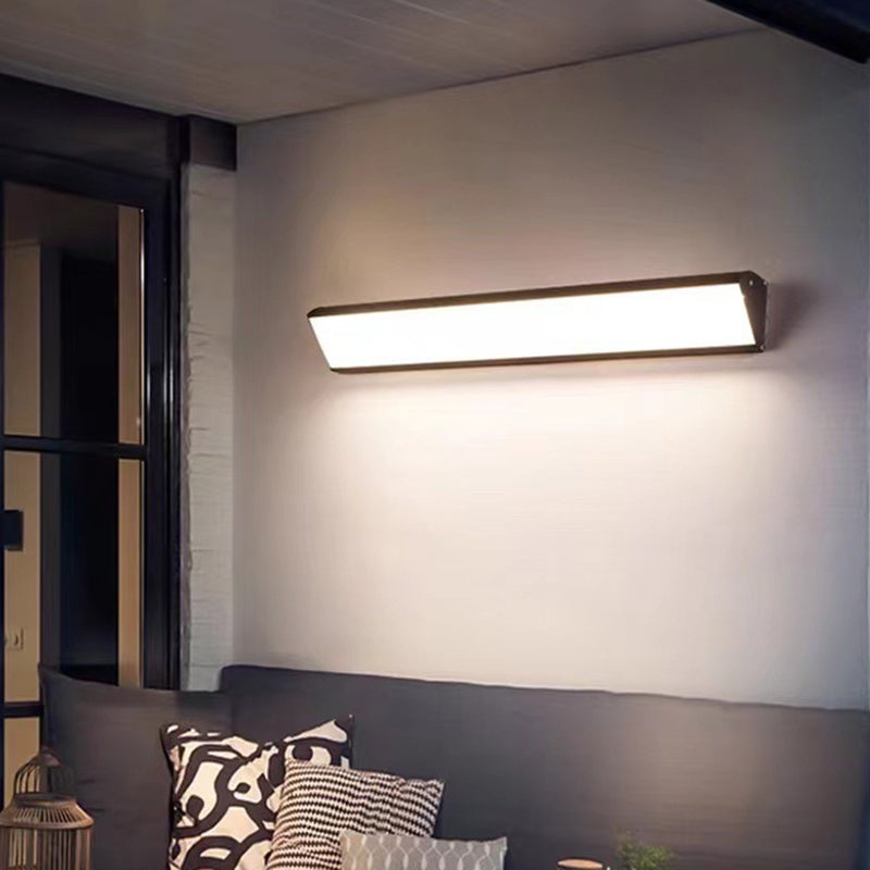 Brecon Square Bar Wall Light, Black White IP65 Waterproof LED Outdoor Sconce for Garage, Patio & Facade