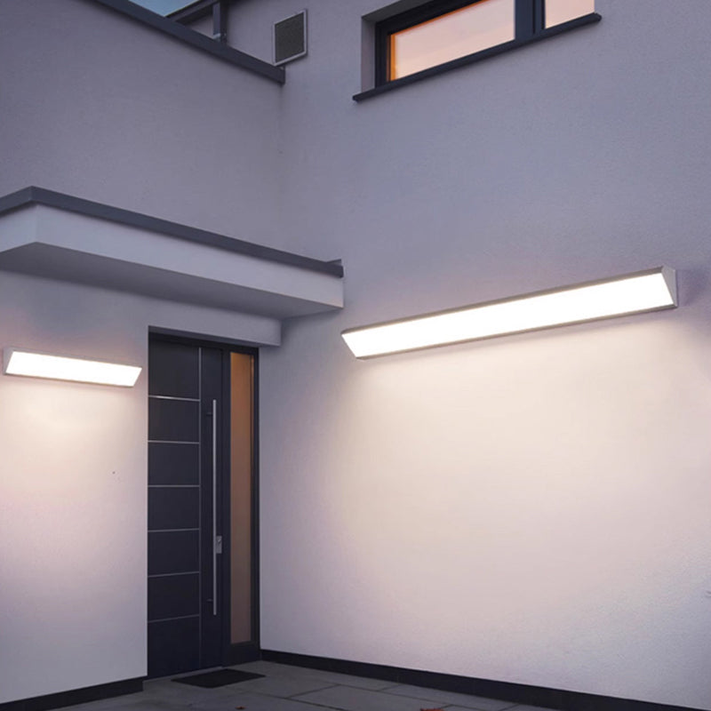 Brecon Square Bar Wall Light, Black White IP65 Waterproof LED Outdoor Sconce for Garage, Patio & Facade