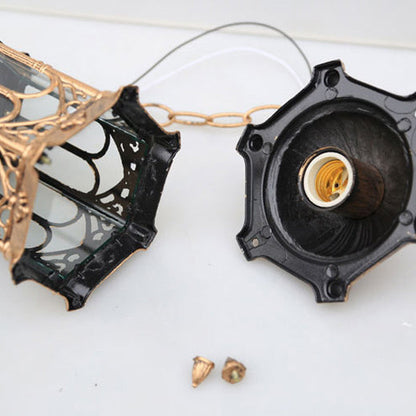 Marlow Hexagonal Post Lantern, Black IP65 Waterproof Hanging Outdoor Pendant Light for Porch Ceiling & Pergola
