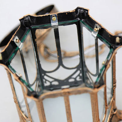 Marlow Hexagonal Post Lantern, Black IP65 Waterproof Hanging Outdoor Pendant Light for Porch Ceiling & Pergola