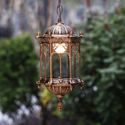 Marlow Hexagonal Post Lantern, Black IP65 Waterproof Hanging Outdoor Pendant Light for Porch Ceiling & Pergola