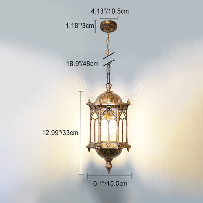 Marlow Hexagonal Post Lantern, Black IP65 Waterproof Hanging Outdoor Pendant Light for Porch Ceiling & Pergola