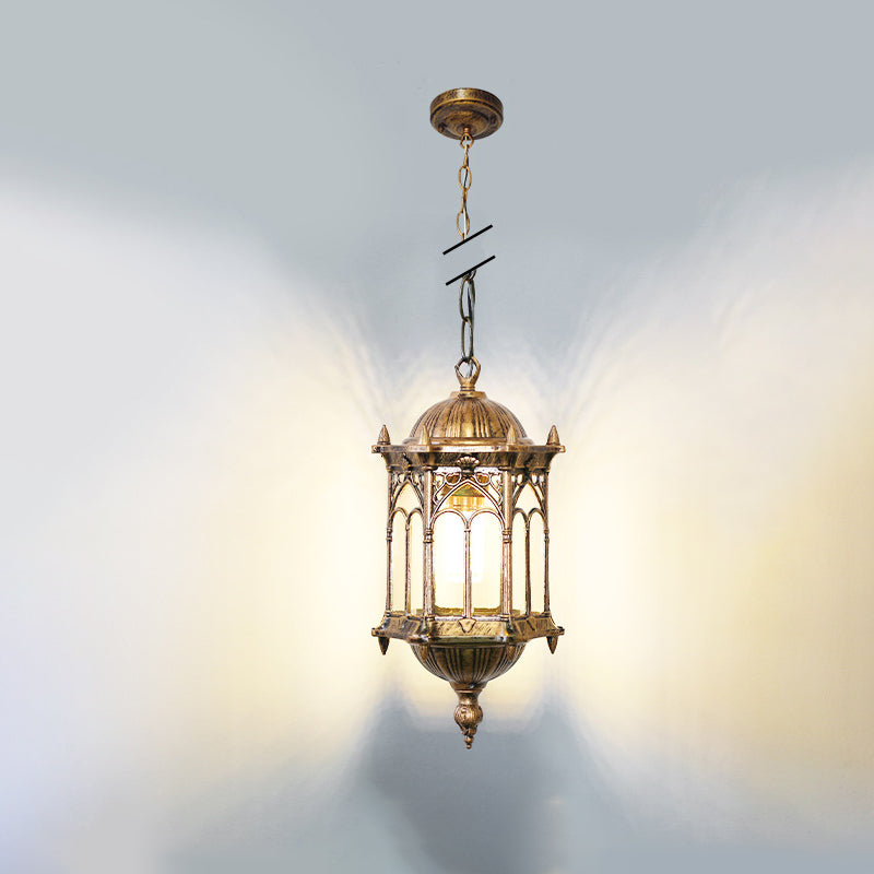 Marlow Hexagonal Post Lantern, Black IP65 Waterproof Hanging Outdoor Pendant Light for Porch Ceiling & Pergola