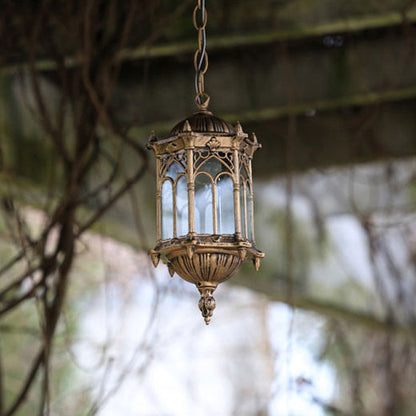 Marlow Hexagonal Post Lantern, Black IP65 Waterproof Hanging Outdoor Pendant Light for Porch Ceiling & Pergola