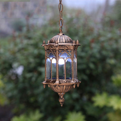 Marlow Hexagonal Post Lantern, Black IP65 Waterproof Hanging Outdoor Pendant Light for Porch Ceiling & Pergola