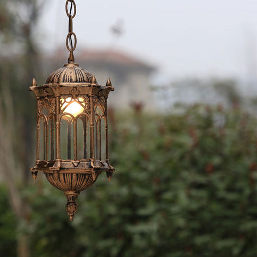 Marlow Hexagonal Post Lantern, Black IP65 Waterproof Hanging Outdoor Pendant Light for Porch Ceiling & Pergola