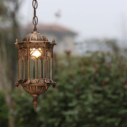 Marlow Hexagonal Post Lantern, Black IP65 Waterproof Hanging Outdoor Pendant Light for Porch Ceiling & Pergola
