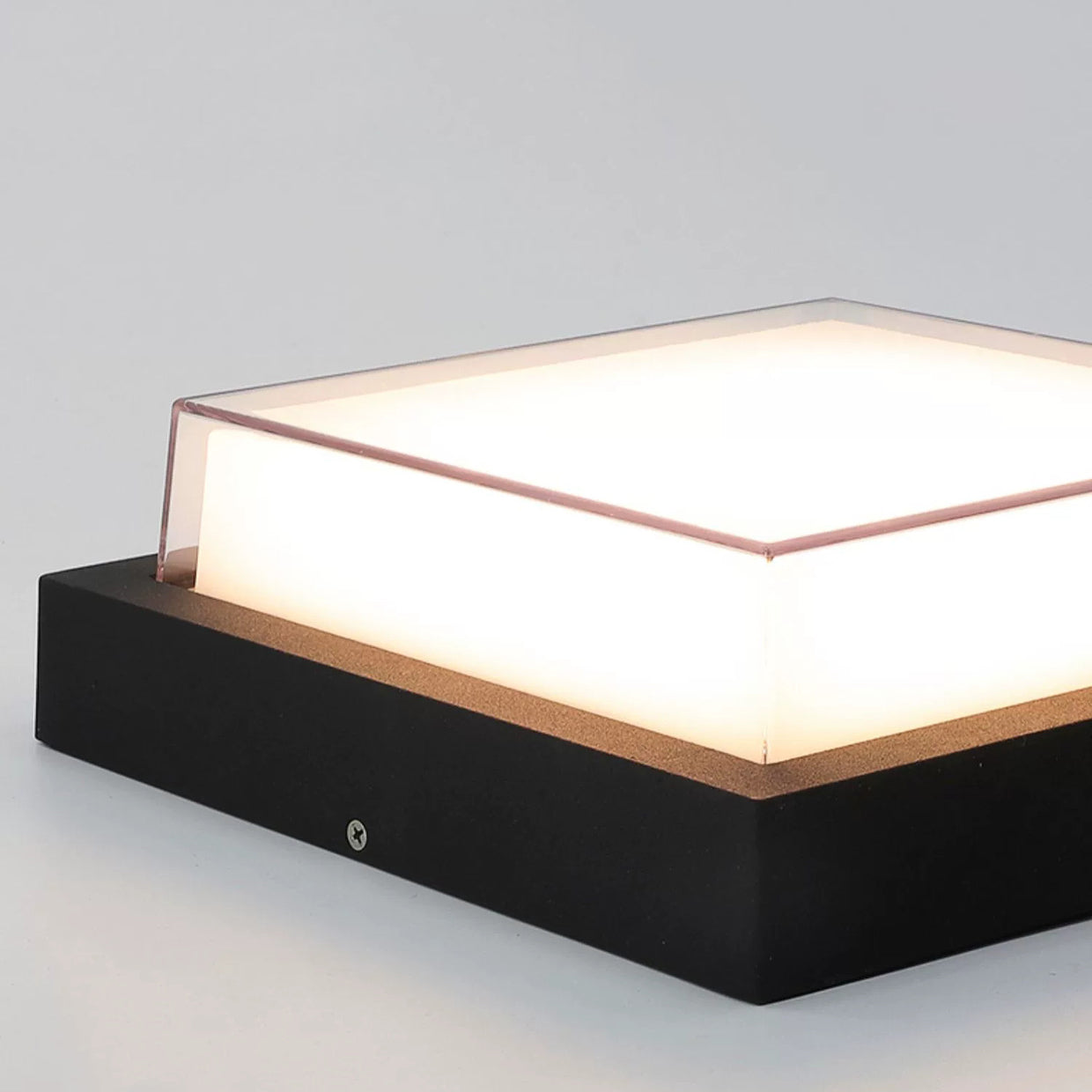 Ellis Square Ceiling Light, Black IP65 Waterproof LED Outdoor Flush Mount for Carport, Porch & Walkway
