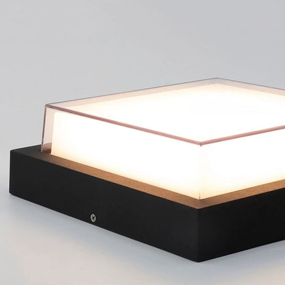 Ellis Square Ceiling Light, Black IP65 Waterproof LED Outdoor Flush Mount for Carport, Porch & Walkway