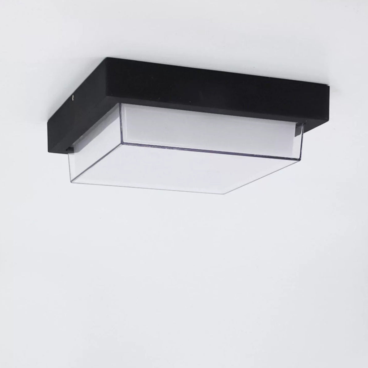 Ellis Square Ceiling Light, Black IP65 Waterproof LED Outdoor Flush Mount for Carport, Porch & Walkway