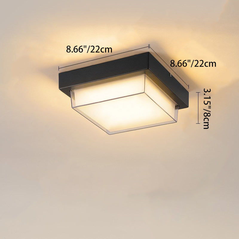 Ellis Square Ceiling Light, Black IP65 Waterproof LED Outdoor Flush Mount for Carport, Porch & Walkway
