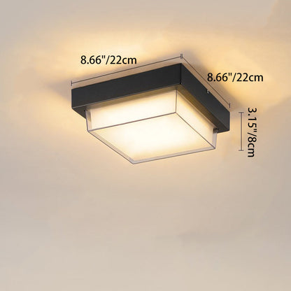 Ellis Square Ceiling Light, Black IP65 Waterproof LED Outdoor Flush Mount for Carport, Porch & Walkway