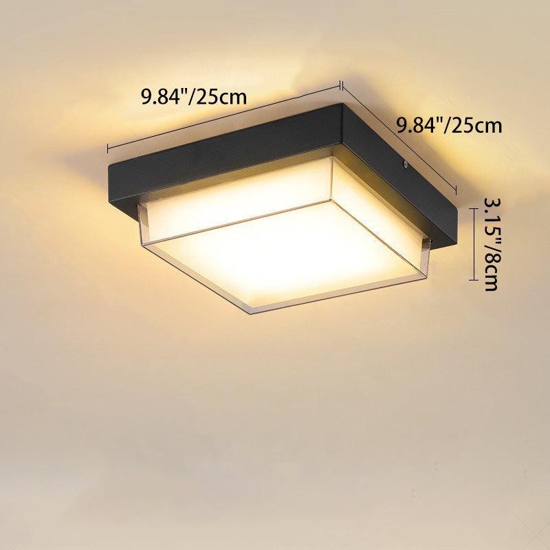 Ellis Square Ceiling Light, Black IP65 Waterproof LED Outdoor Flush Mount for Carport, Porch & Walkway