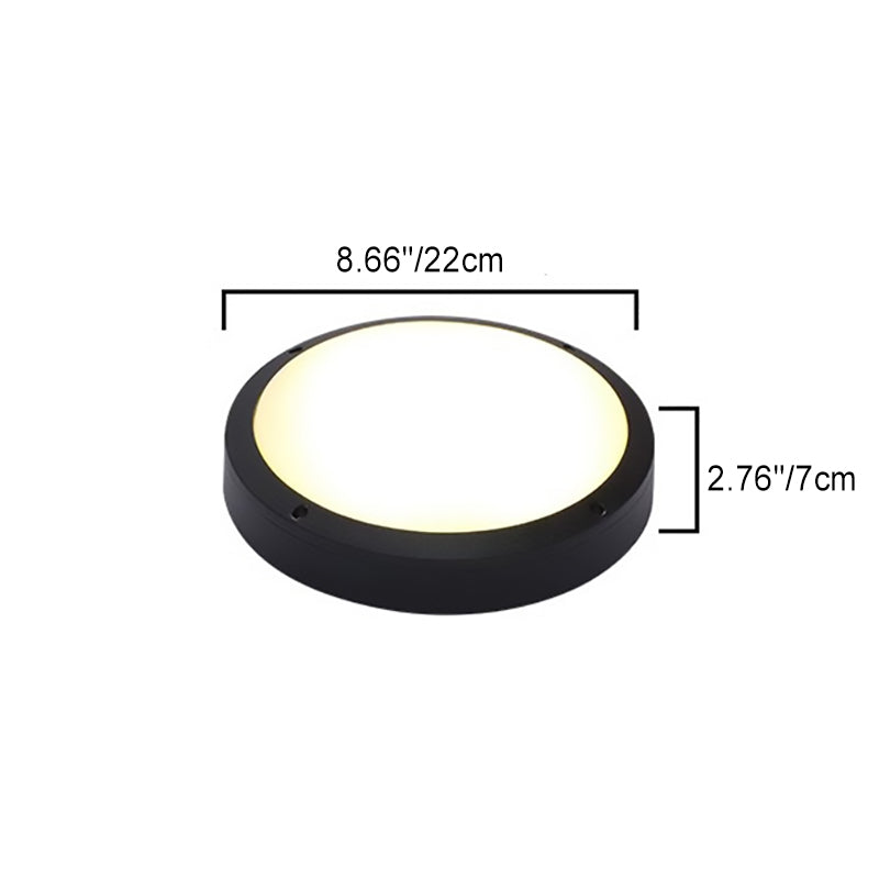 Orbit Round Ceiling Light, Black IP65 Waterproof LED Outdoor Flush Mount for Porch, Carport & Balcony