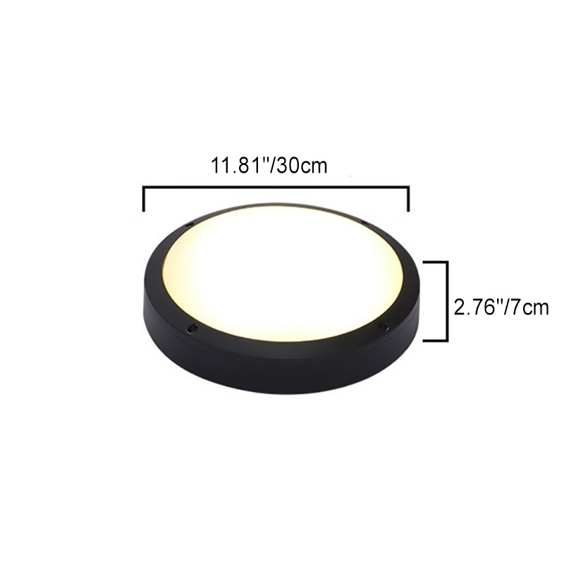 Orbit Round Ceiling Light, Black IP65 Waterproof LED Outdoor Flush Mount for Porch, Carport & Balcony