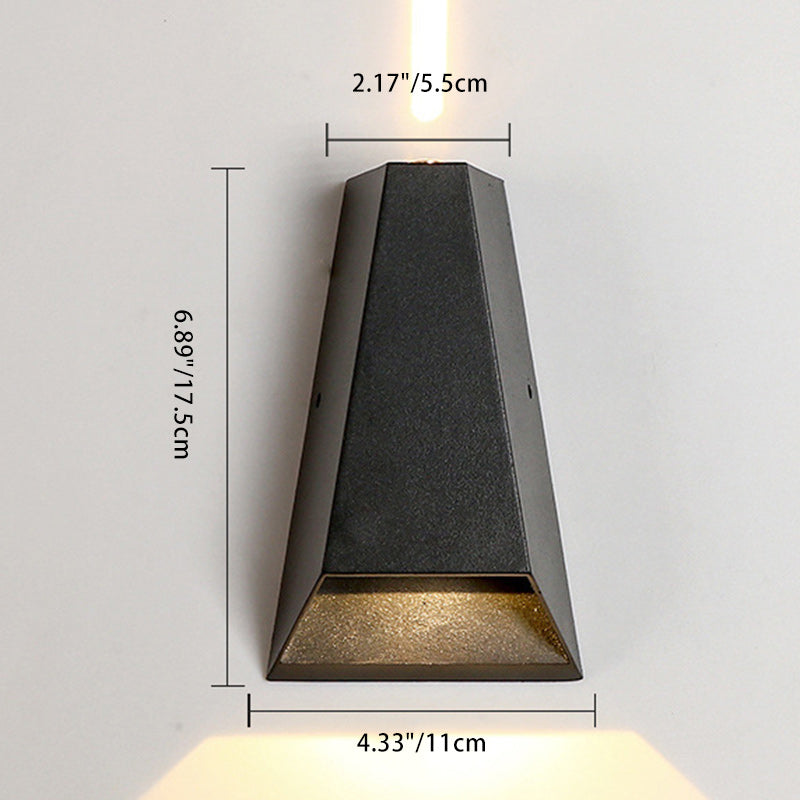 Kelby Trapezoid Sconce, Black White IP65 Waterproof LED Up Down Outdoor Light for Doorway & Patio