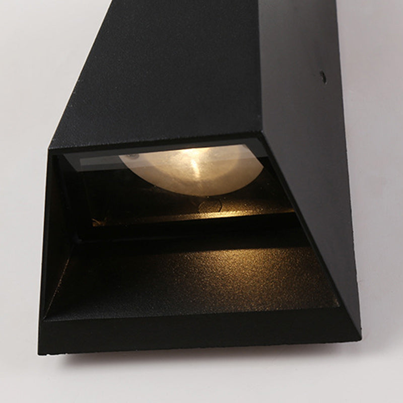 Kelby Trapezoid Sconce, Black White IP65 Waterproof LED Up Down Outdoor Light for Doorway & Patio