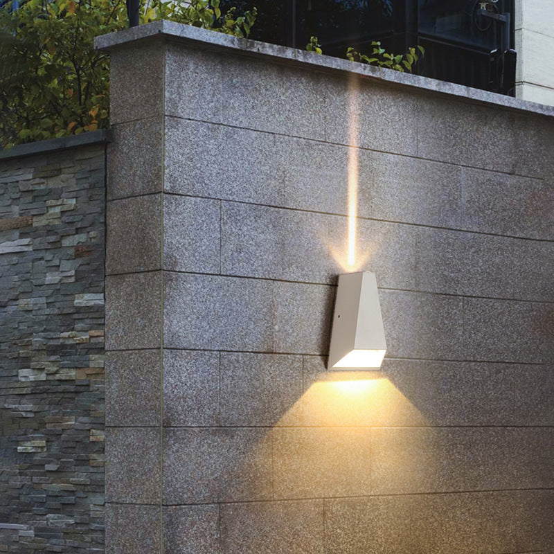 Kelby Trapezoid Sconce, Black White IP65 Waterproof LED Up Down Outdoor Light for Doorway & Patio