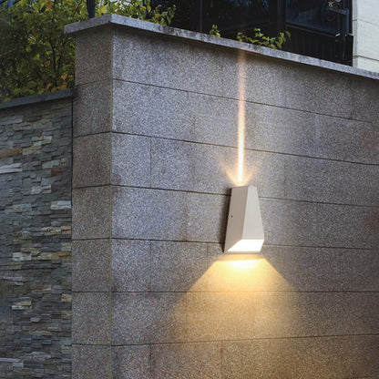 Kelby Trapezoid Sconce, Black White IP65 Waterproof LED Up Down Outdoor Light for Doorway & Patio
