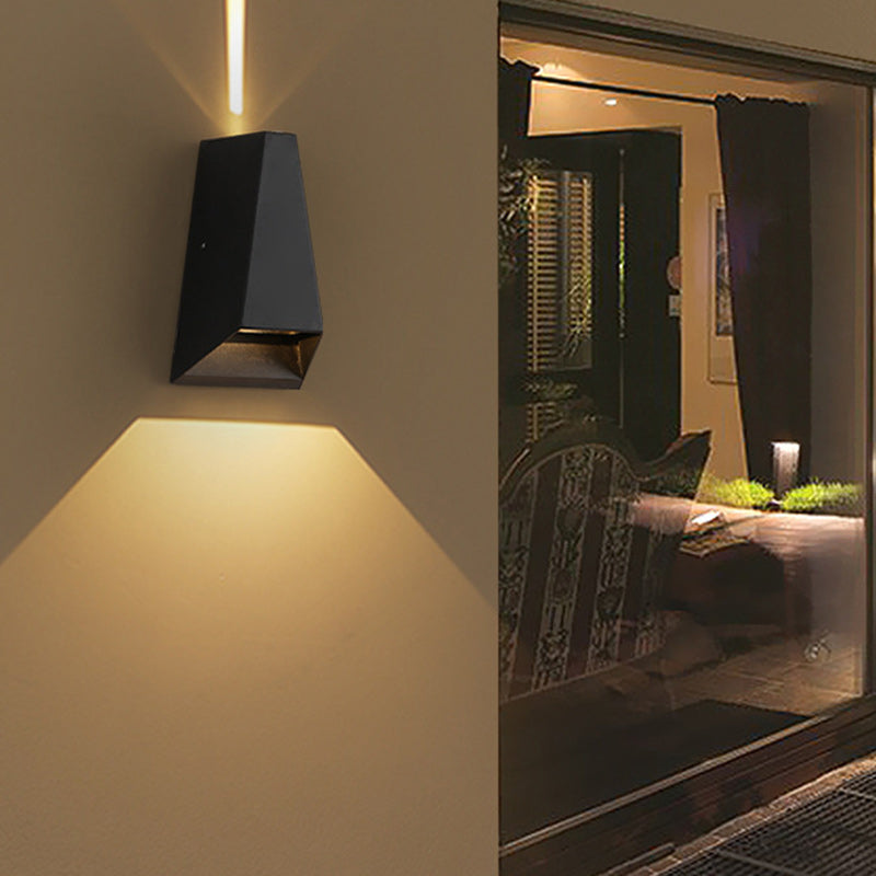 Kelby Trapezoid Sconce, Black White IP65 Waterproof LED Up Down Outdoor Light for Doorway & Patio