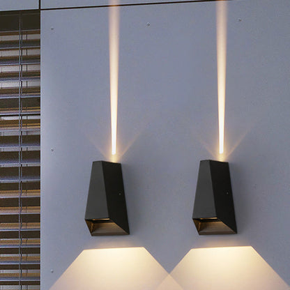 Kelby Trapezoid Sconce, Black White IP65 Waterproof LED Up Down Outdoor Light for Doorway & Patio