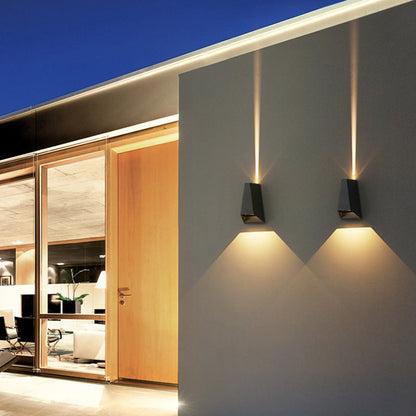 Kelby Trapezoid Sconce, Black White IP65 Waterproof LED Up Down Outdoor Light for Doorway & Patio