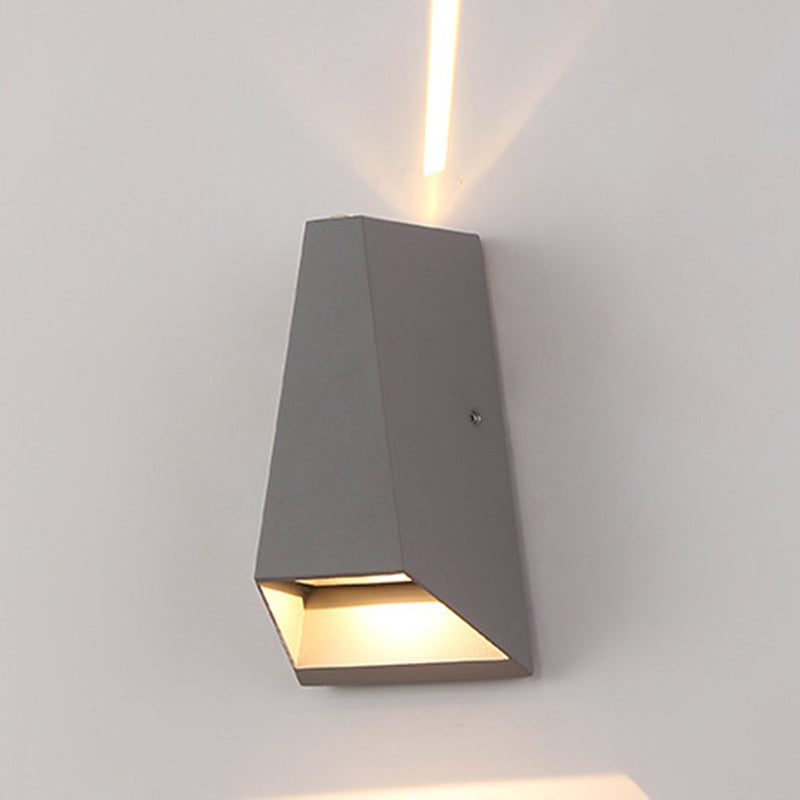 Kelby Trapezoid Sconce, Black White IP65 Waterproof LED Up Down Outdoor Light for Doorway & Patio