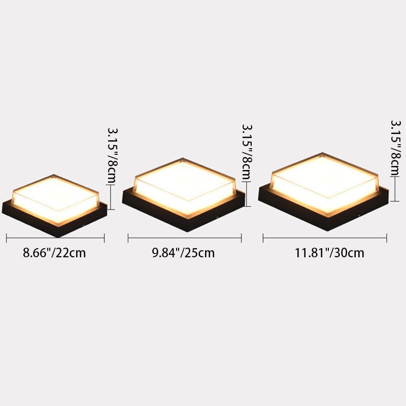 Marsden Square Ceiling Light, Black IP65 Waterproof LED Outdoor Flush Mount for Porch, Carport & Garage