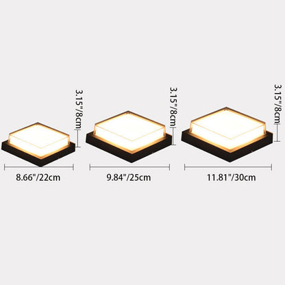 Marsden Square Ceiling Light, Black IP65 Waterproof LED Outdoor Flush Mount for Porch, Carport & Garage