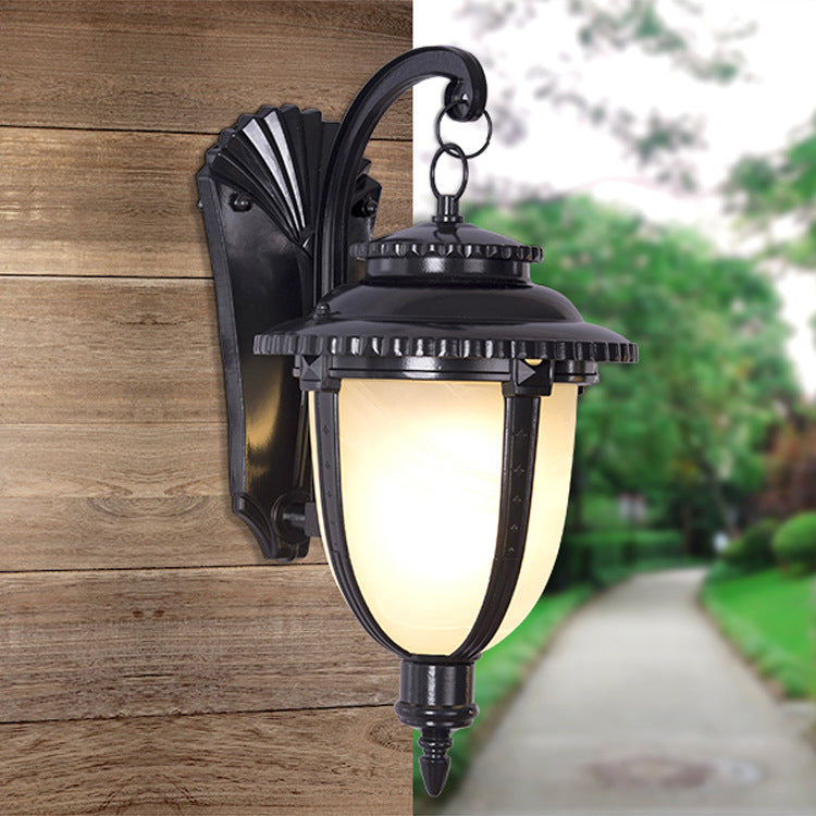 Thornbury Marble Shade Wall Lantern, Black Bronze IP65 Waterproof Outdoor Wall Light for Front Door & Entry