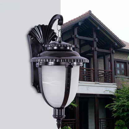 Thornbury Marble Shade Wall Lantern, Black Bronze IP65 Waterproof Outdoor Wall Light for Front Door & Entry