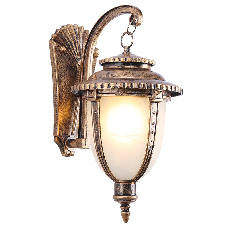 Thornbury Marble Shade Wall Lantern, Black Bronze IP65 Waterproof Outdoor Wall Light for Front Door & Entry