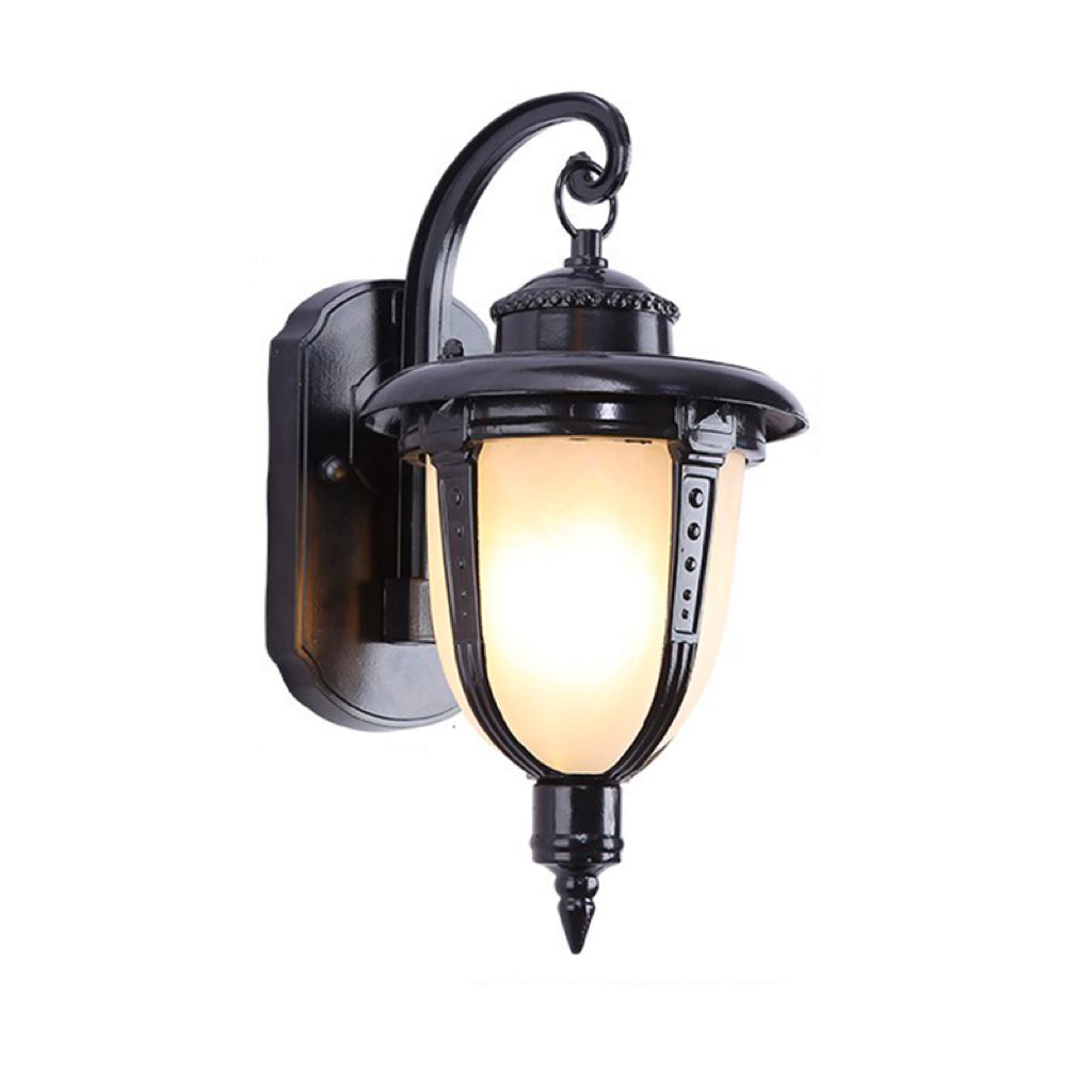Thornbury Marble Shade Wall Lantern, Black Bronze IP65 Waterproof Outdoor Wall Light for Front Door & Entry