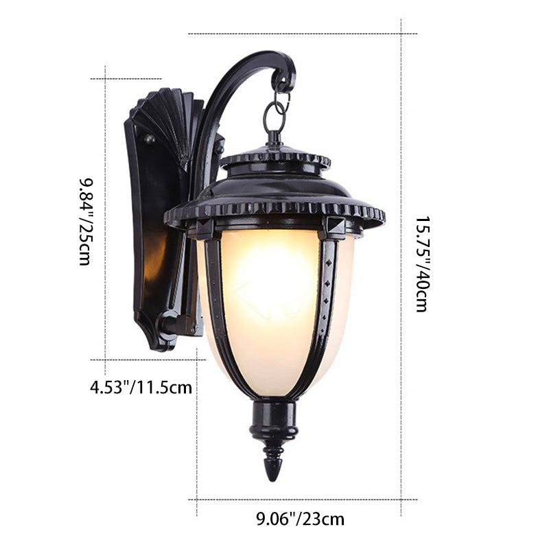 Thornbury Marble Shade Wall Lantern, Black Bronze IP65 Waterproof Outdoor Wall Light for Front Door & Entry