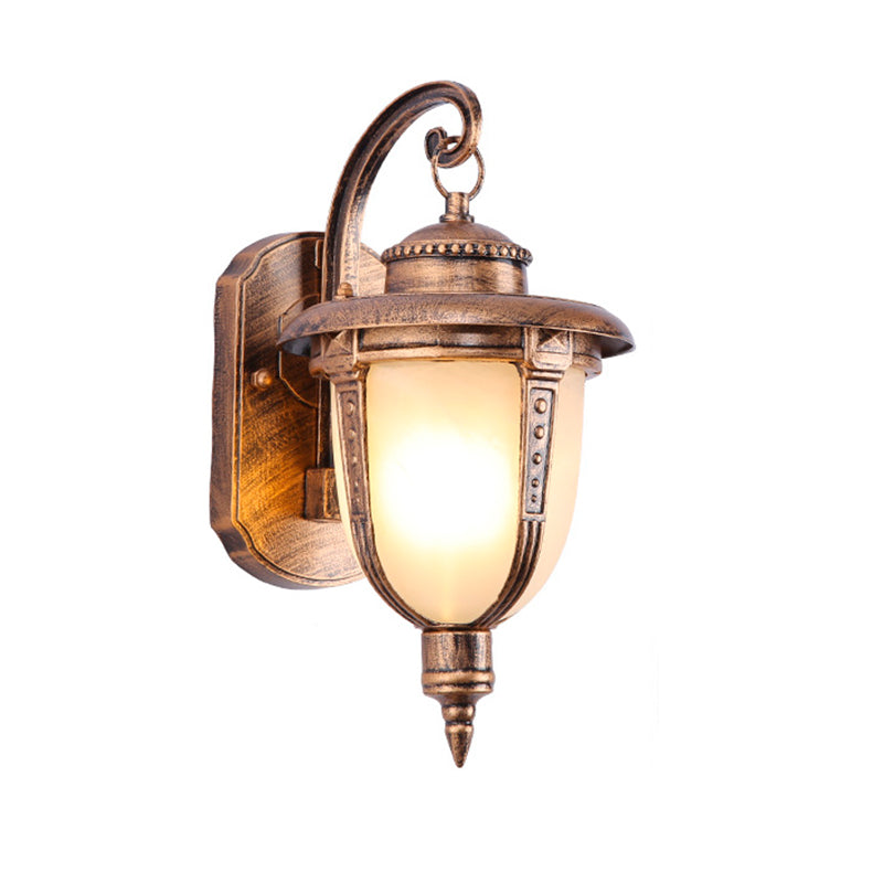 Thornbury Marble Shade Wall Lantern, Black Bronze IP65 Waterproof Outdoor Wall Light for Front Door & Entry