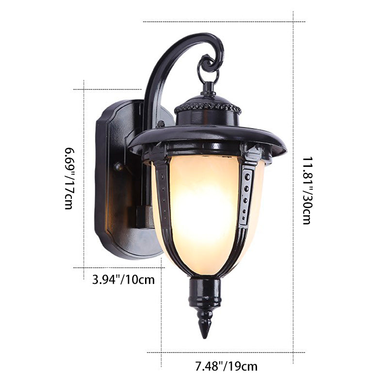 Thornbury Marble Shade Wall Lantern, Black Bronze IP65 Waterproof Outdoor Wall Light for Front Door & Entry