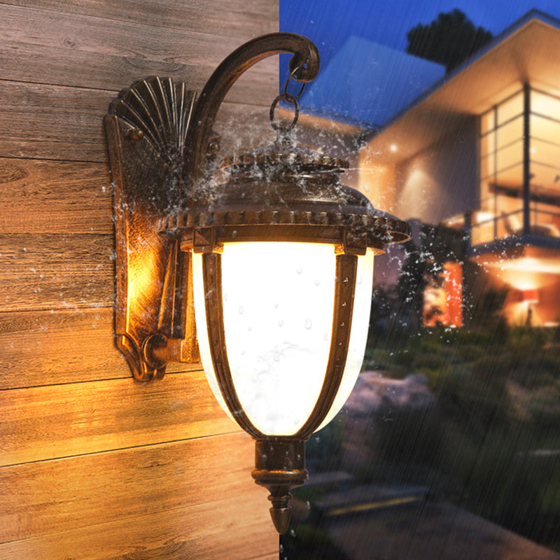 Thornbury Marble Shade Wall Lantern, Black Bronze IP65 Waterproof Outdoor Wall Light for Front Door & Entry