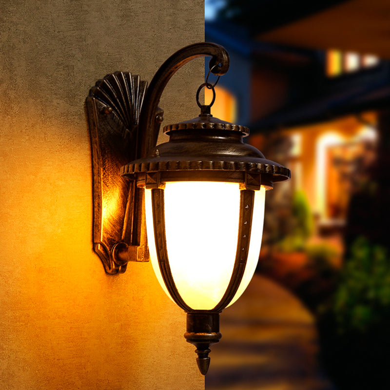 Thornbury Marble Shade Wall Lantern, Black Bronze IP65 Waterproof Outdoor Wall Light for Front Door & Entry