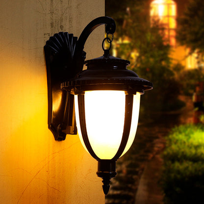 Thornbury Marble Shade Wall Lantern, Black Bronze IP65 Waterproof Outdoor Wall Light for Front Door & Entry