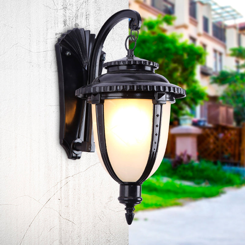 Thornbury Marble Shade Wall Lantern, Black Bronze IP65 Waterproof Outdoor Wall Light for Front Door & Entry