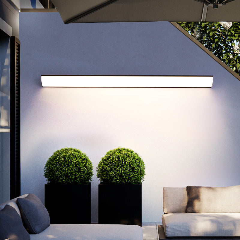 Halden Linear Outdoor Wall Light, Black IP65 Waterproof LED Up Down Wall Sconce for Porch, Patio & Garden Wall