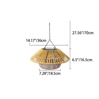 Willow Rattan Solar Pendant, Woven Hanging Solar Garden Light for Pergola, Patio & Gazebo