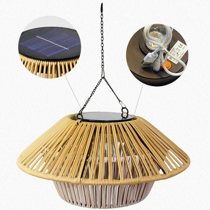 Willow Rattan Solar Pendant, Woven Hanging Solar Garden Light for Pergola, Patio & Gazebo