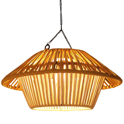 Willow Rattan Solar Pendant, Woven Hanging Solar Garden Light for Pergola, Patio & Gazebo