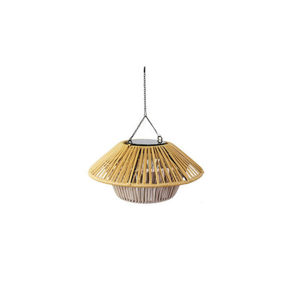 Willow Rattan Solar Pendant, Woven Hanging Solar Garden Light for Pergola, Patio & Gazebo