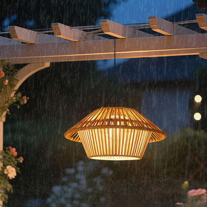 Willow Rattan Solar Pendant, Woven Hanging Solar Garden Light for Pergola, Patio & Gazebo