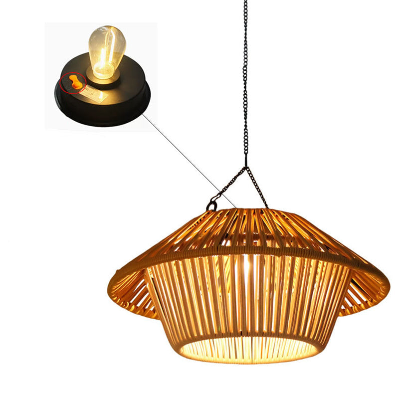 Willow Rattan Solar Pendant, Woven Hanging Solar Garden Light for Pergola, Patio & Gazebo