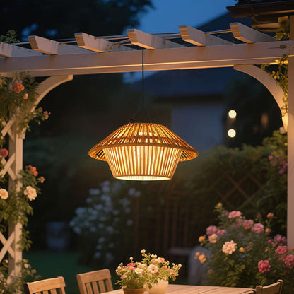 Willow Rattan Solar Pendant, Woven Hanging Solar Garden Light for Pergola, Patio & Gazebo