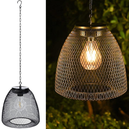 Thatch Solar Cage Pendant, Iron or Rattan Hanging Solar Garden Light for Pergola, Tree & Covered Walkway